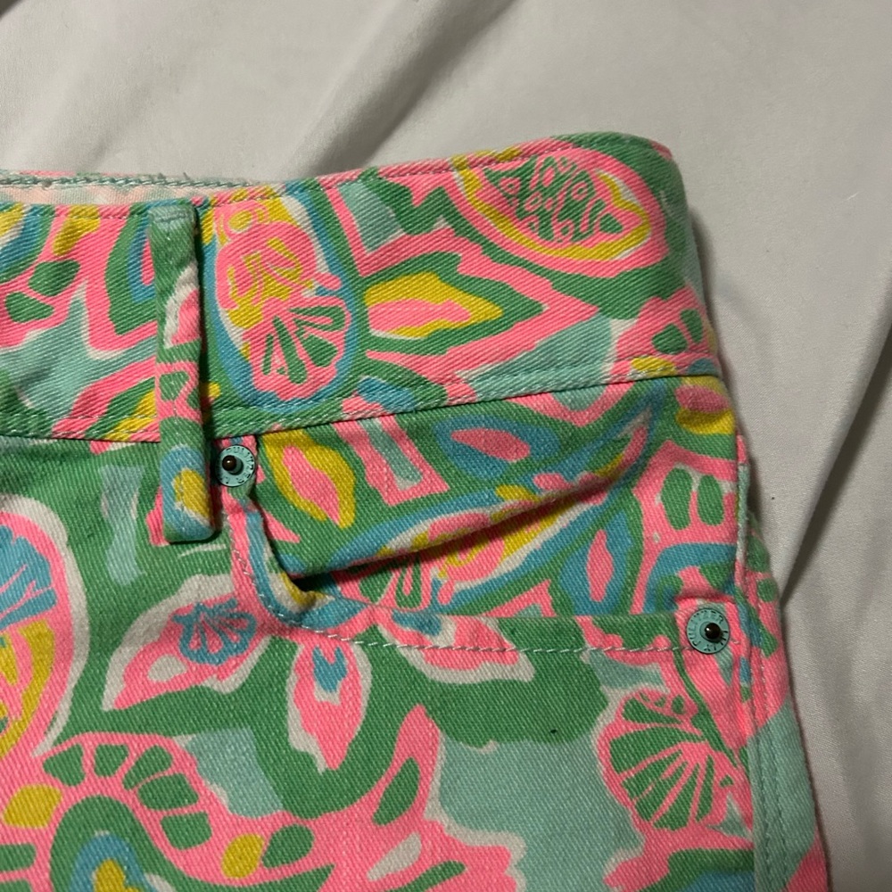 Lilly Pulitzer Womens Worth Skinny Mini Jeans Size 4 Pink Green Floral Paisley - Picture 9 of 12